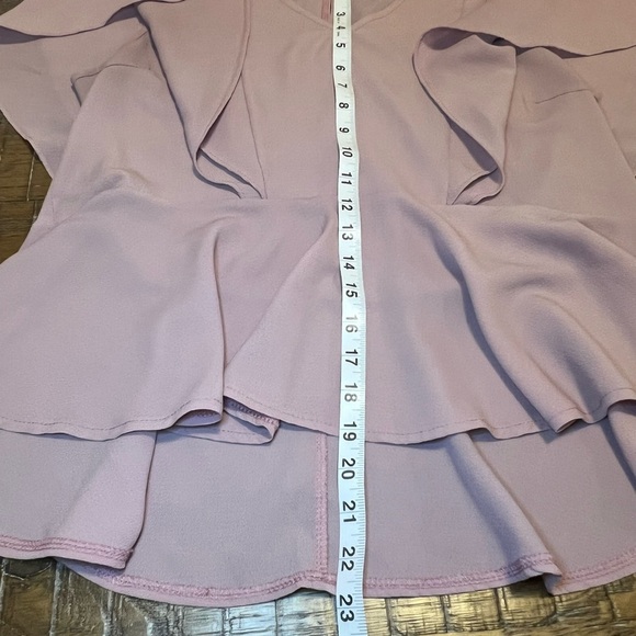 Umgee Pink Flutter Sleeve Ruffled Peplum Blouse - Picture 8 of 10